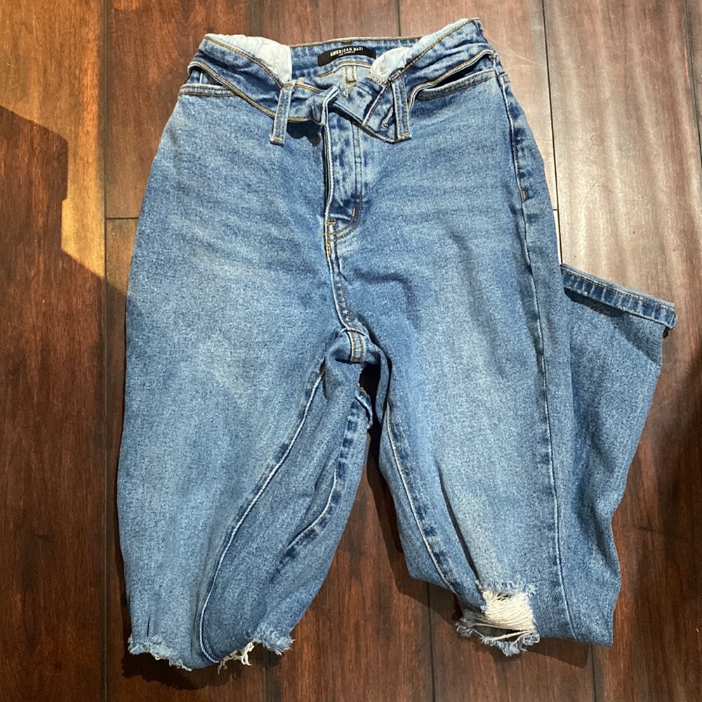 Fold over mom jeans